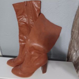 JustFab camel brown knee-high boots size 10